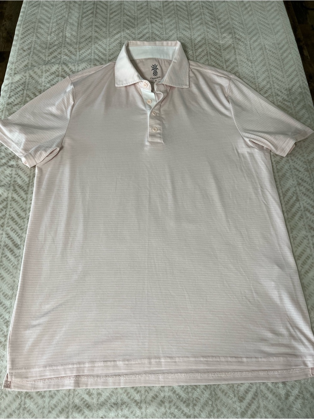 Cariloha Light Pink Stripe Bamboo Comfort Polo Shirt Sz M